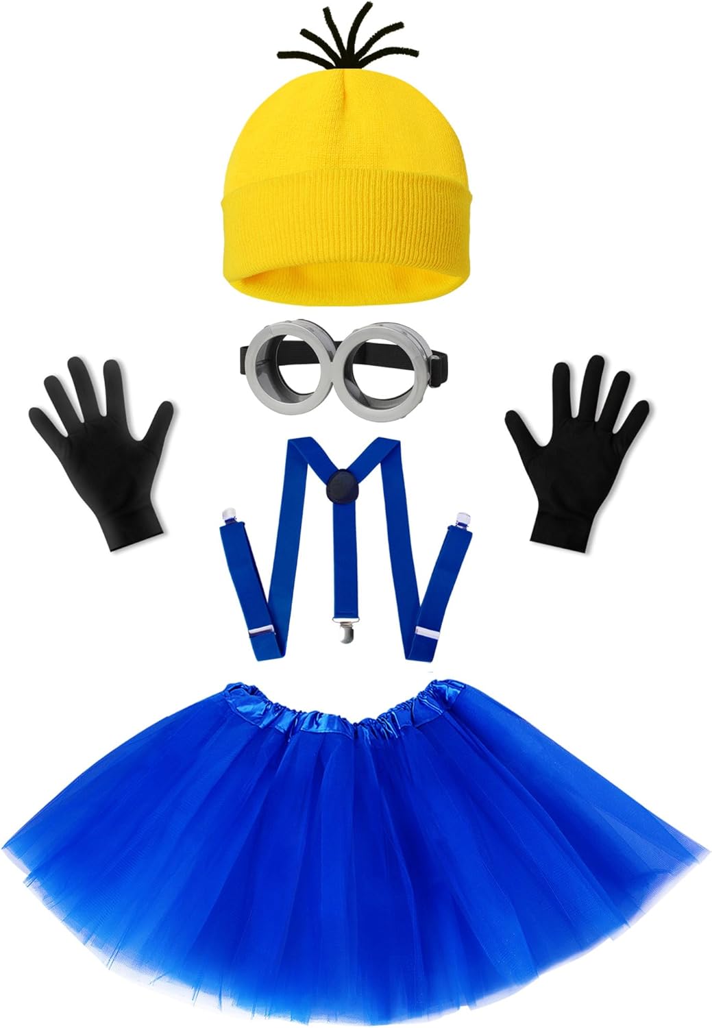 5 PCS Halloween Costume for Kids Girls,Goggles/Beanie/Tutu Skirt/Suspenders/Gloves Halloween Costume Accessories