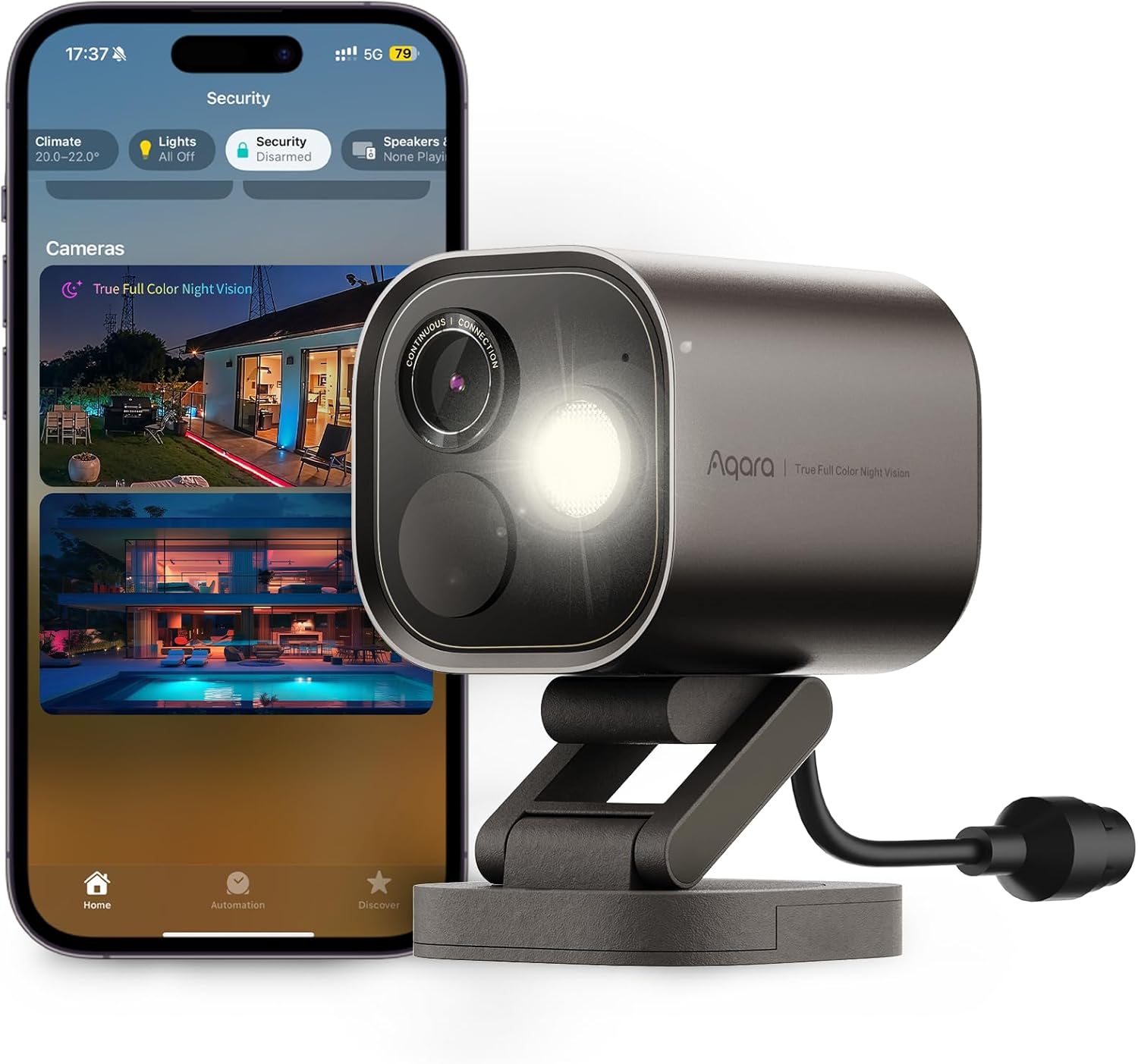 Aqara 4MP Camera Hub G5 Pro PoE, True Color Night Vision Security Camera Outdoor Wired, HomeKit Secure Video, Thread Border Router, Local Detection, Thread/Zigbee, Supports Alexa, Google, Grey