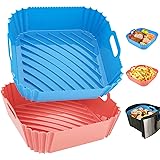 Air Fryer Silicone Liners Square 2 Pack 7.1 Inch Airfryer Liners 4-7 QT Reusable Air Fryer Liners Silicone Pot Oven Liner Baking Tray, Air Fryer Basket Silicone Mat Bowl Air Fryer Accessories Kitchen