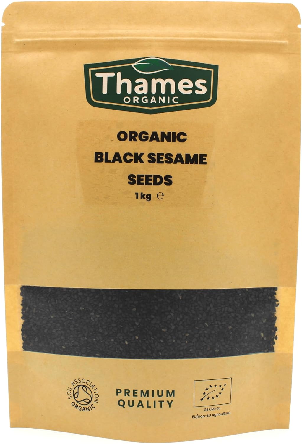 Organic Black Sesame Seeds - 1kg of Nutritious & Flavorful Seeds - No Additives, No Preservatives - Raw, Vegan, Non-GMO - Great for Snacking, Baking, and Sprinkling - Thames Organic