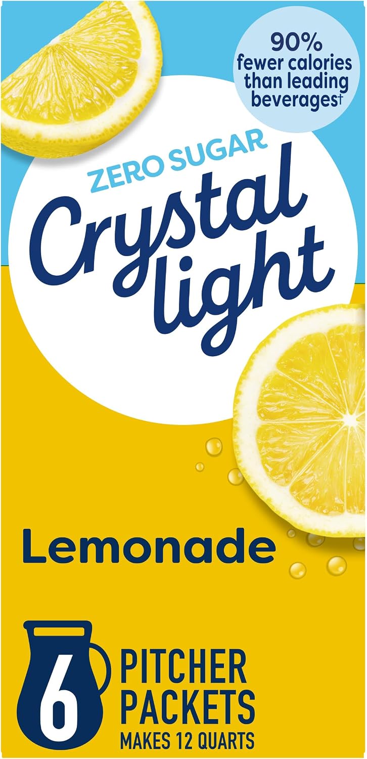 Crystal Light Lemonade Drink Mix Makes 12 Quarts 90g | for Flavorful Hydration and Shareable Refreshment Zero Sugar, Low Calorie Gluten Free