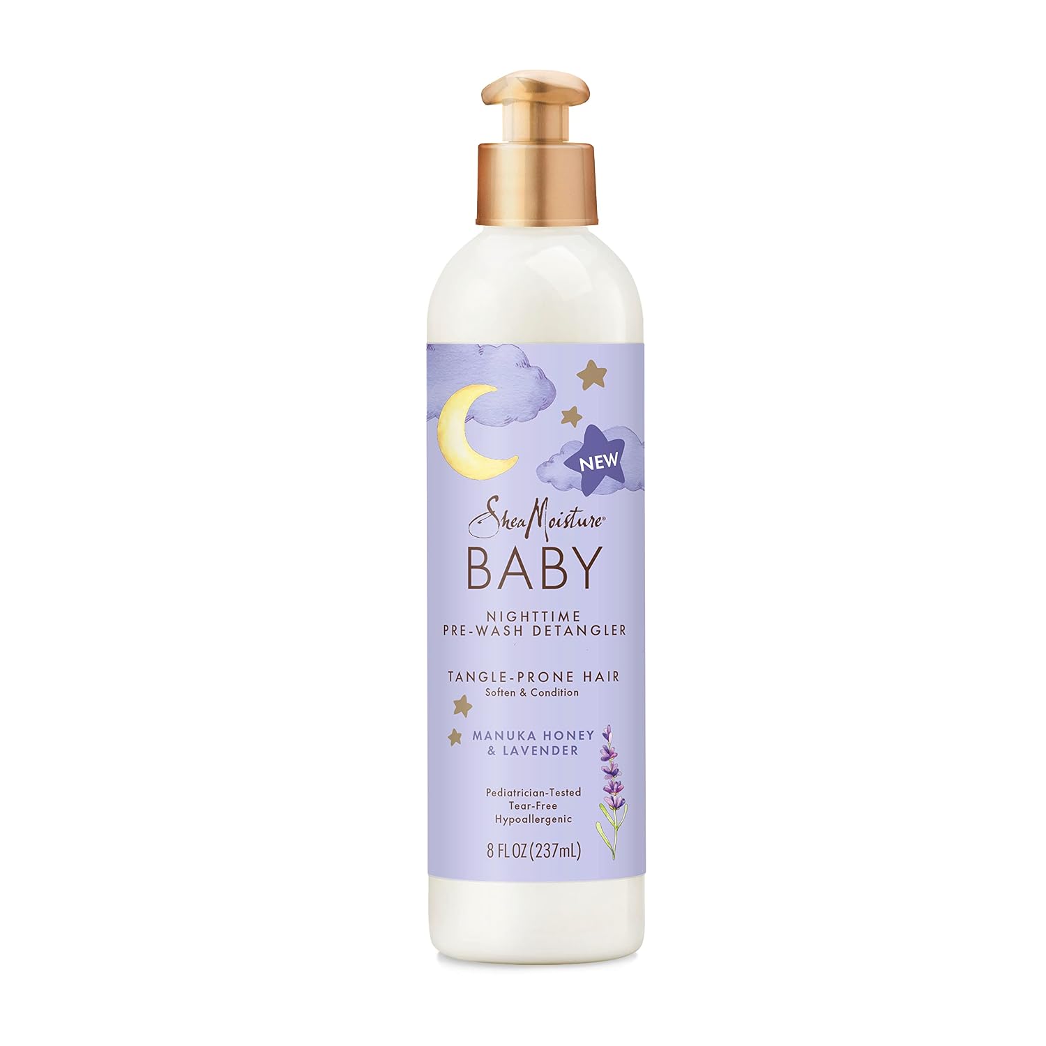 SheaMoisture Baby Pre-Wash Hair Detangler Manuka Honey & Lavender for Delicate Hair and Skin Nighttime Skin and Hair Care Regimen 8 oz