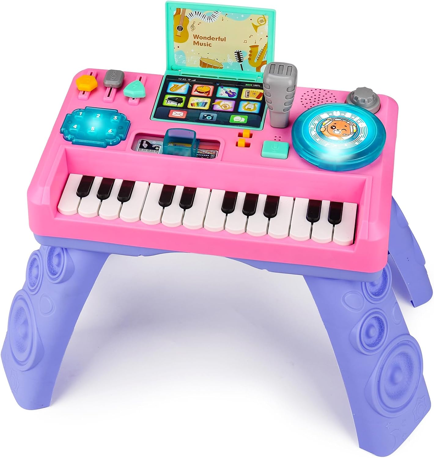 Baby DJ Table for Toddlers 1-3 with Music & Light, Musical Baby Piano Toys 6-9-12-18 Months Toddler Activity Table Music Instruments Learning Toys for 1 Year Old Girl Birthday Gifts Toddler Age 0-2