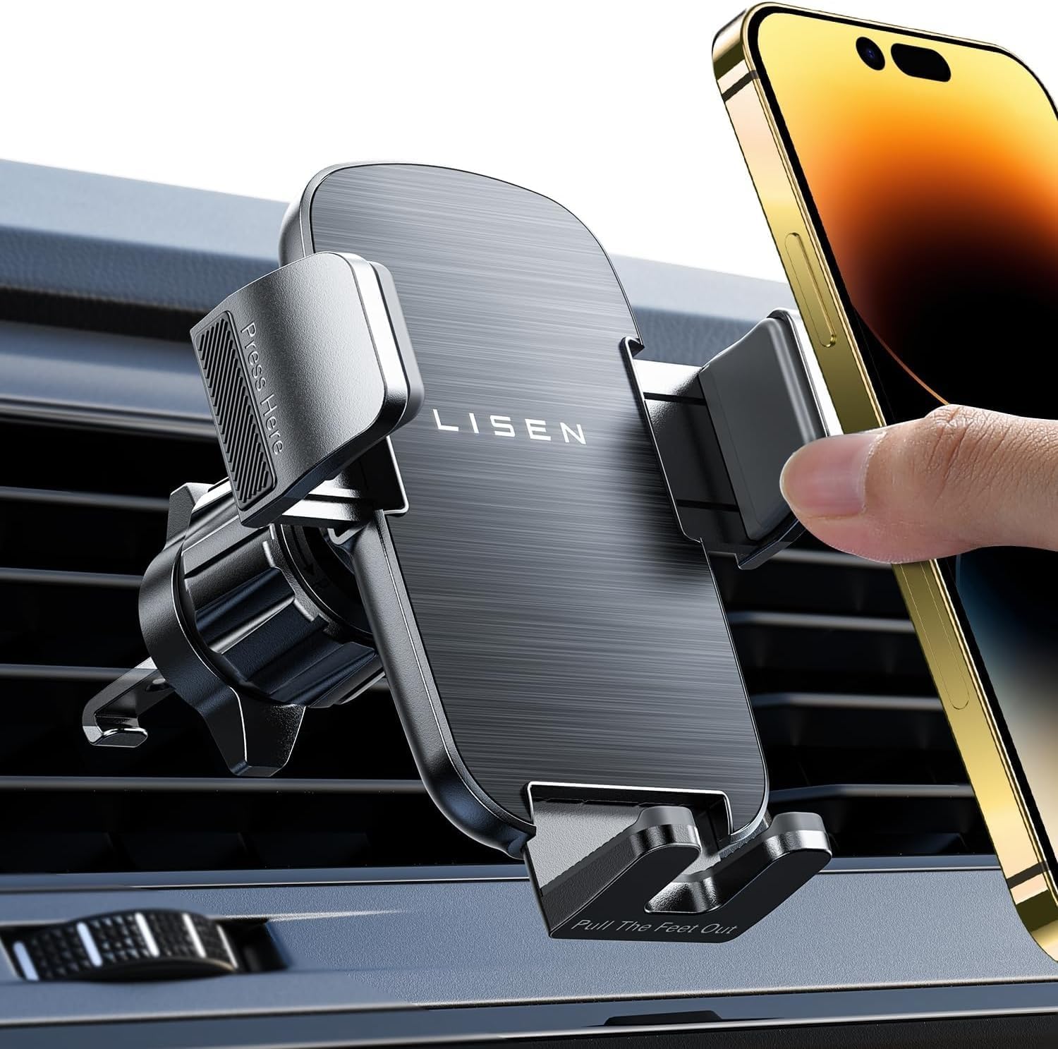 Car Phone Holder, Mobile Phone Holder for Cars Air Vent, [360° Rotation] [Ultra Stable] LISEN Car Phone Mount, GPS Vehicle Mounts for iPhone 16 Pro Max, Galaxy S25 Ultra, All 4.0''-7.0'' Smartphones