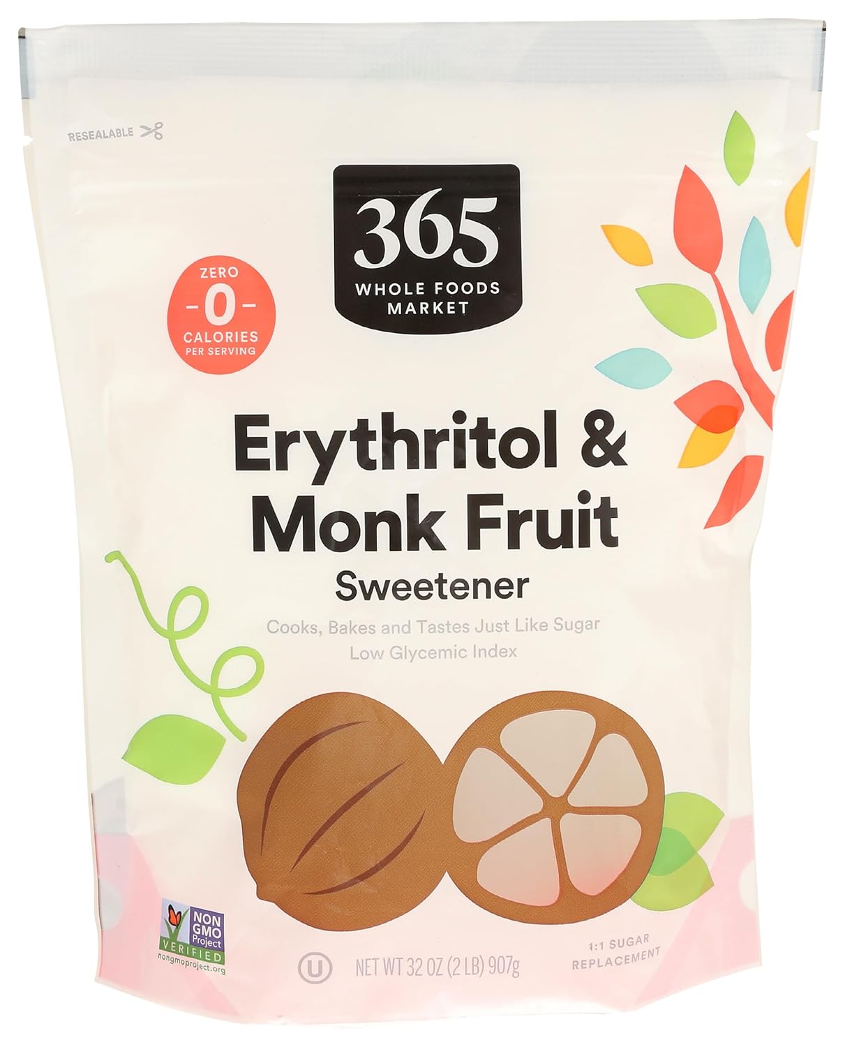 365 by Whole Foods Market, Erythritol & Monky Fruit Sweetener, Sugar Substitute, 32 Ounce