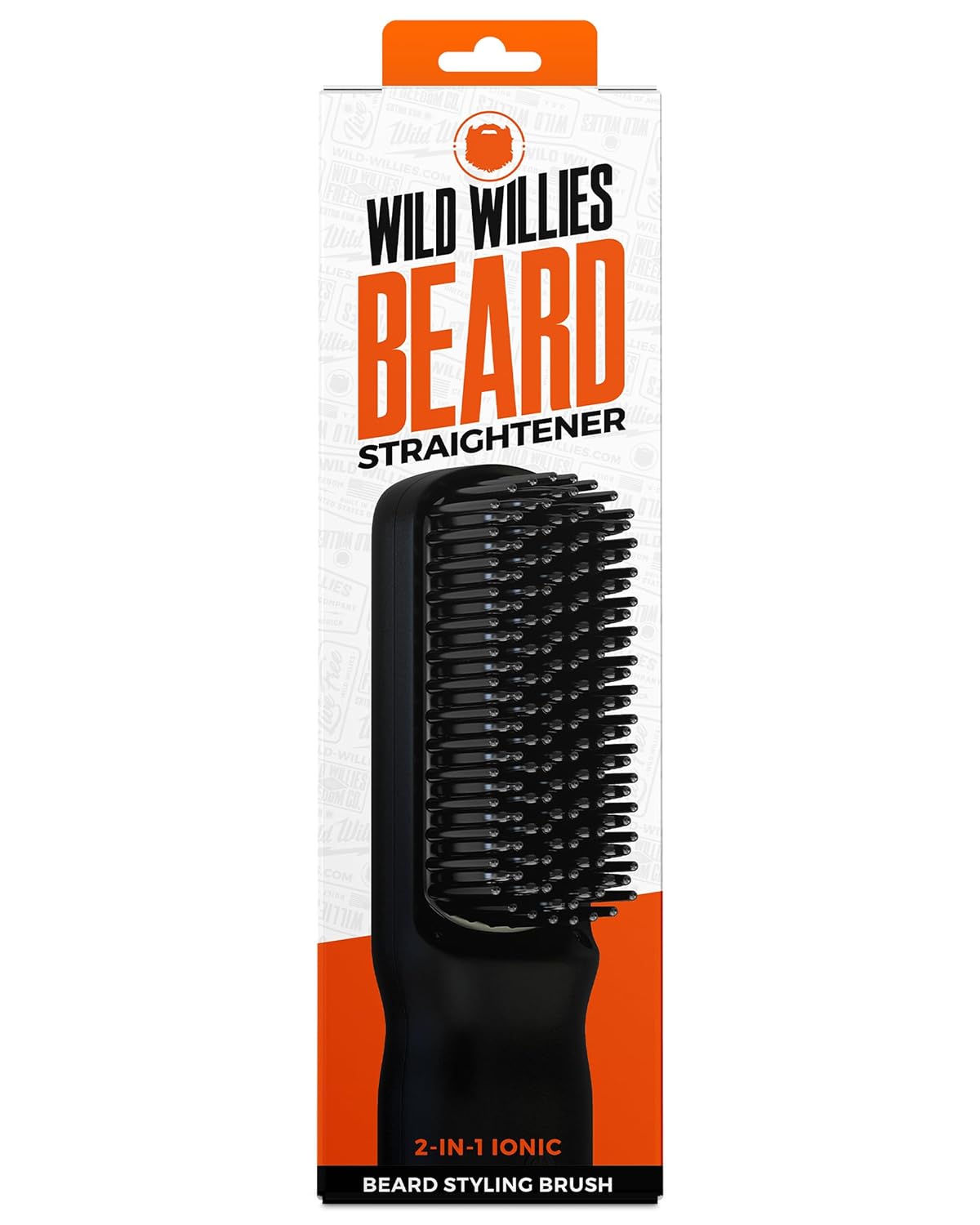 Wild Willies Beard Straightener for Men - 3 Temperature Settings, Tourmaline Ceramic Heated Beard Brush & Hot Comb - Portable, Ionic Technology, Coarse & Curly Hair, 400F - Grooming Tool