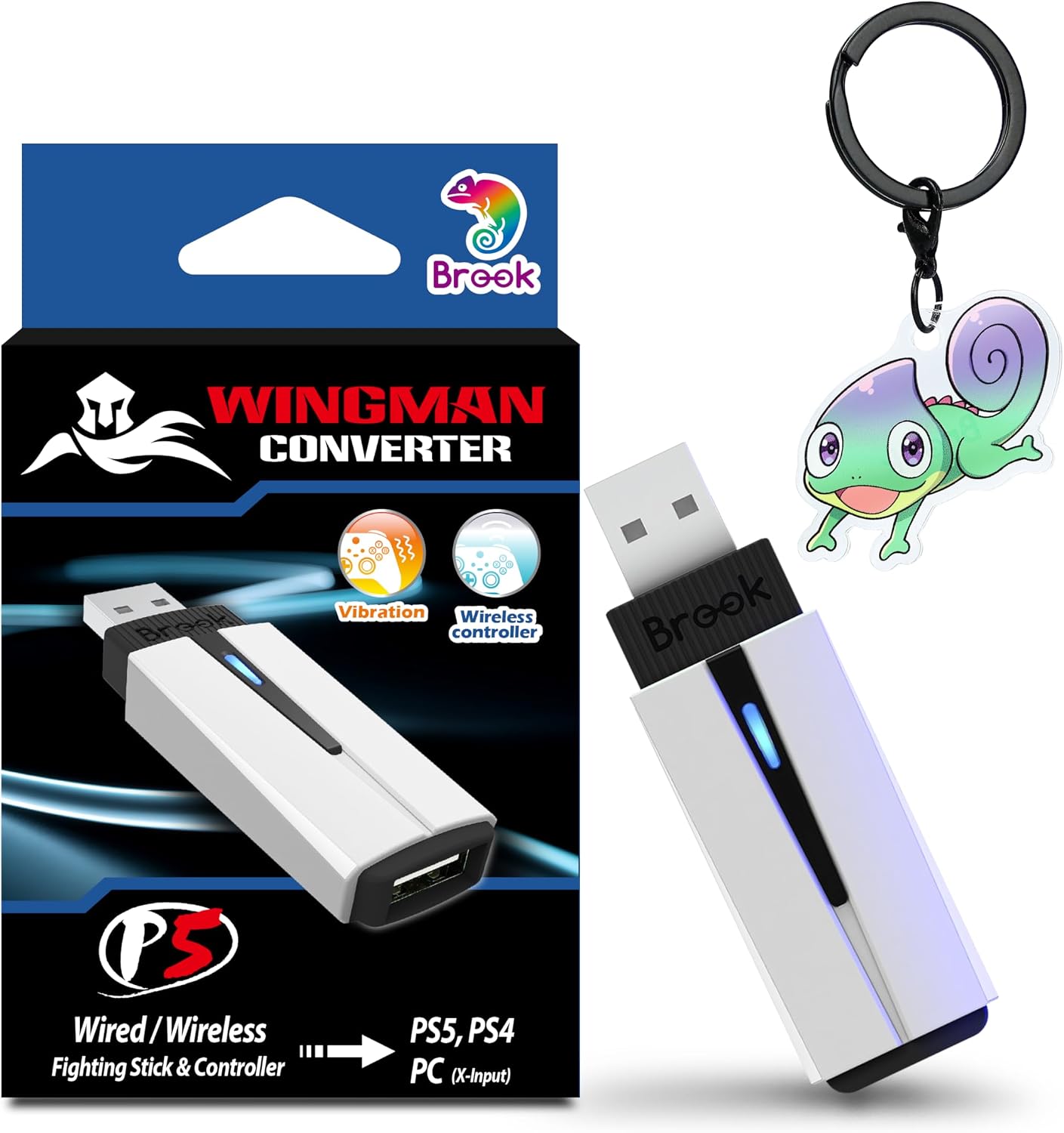 Brook Wingman P5 - P5 P4 PC Controller Converter with Wireless and Wired Support Vibration Six-Axis Motion Turbo Macro Remap via Converter Center Software (Exclusive Version)