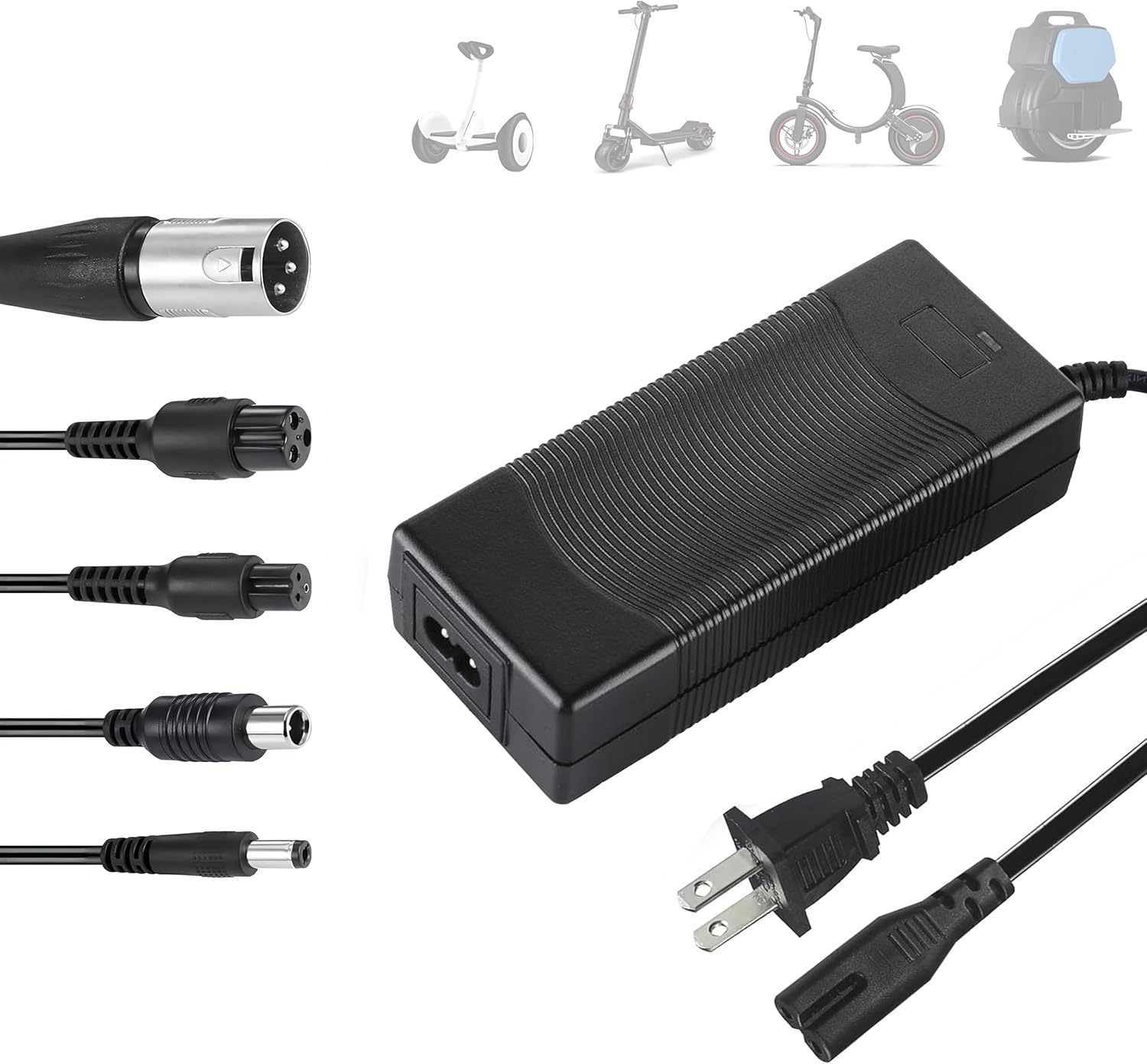 42V 2A Electric Scooter Charger 5 in1 Plugs Universal,for 36V Electric Scooter Ebike Lithium Battery，for Jetson,Razor,Swagtron,Bird,Gotrax,Segway