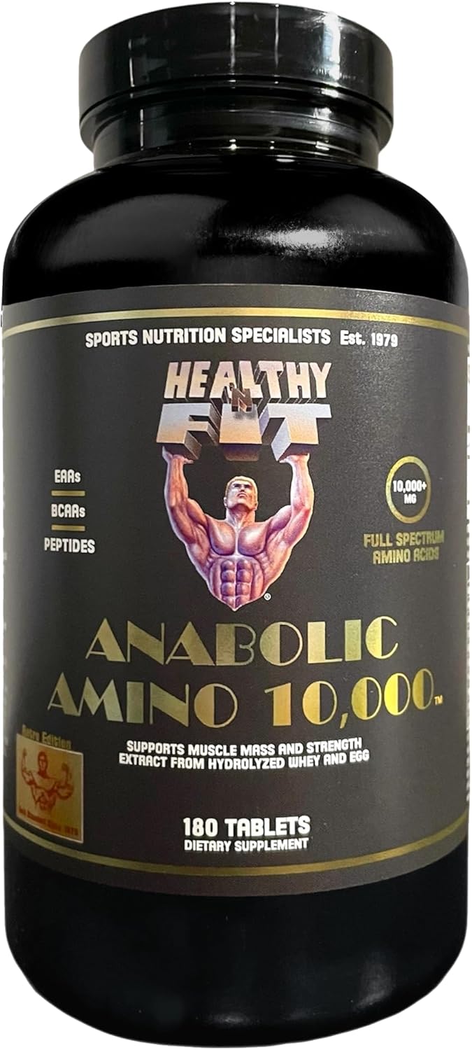 Healthy 'N Fit Amino 10,000 - Amino Acid 180 Tablets - Hydrolyzed Egg & Whey Source - Fast Absorbing