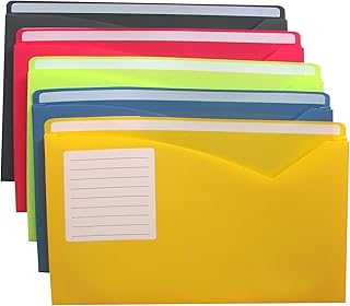 C-Line Write-on Poly File Jackets, Lime Green, Amber Orange, Steel Blue, Pack of 10