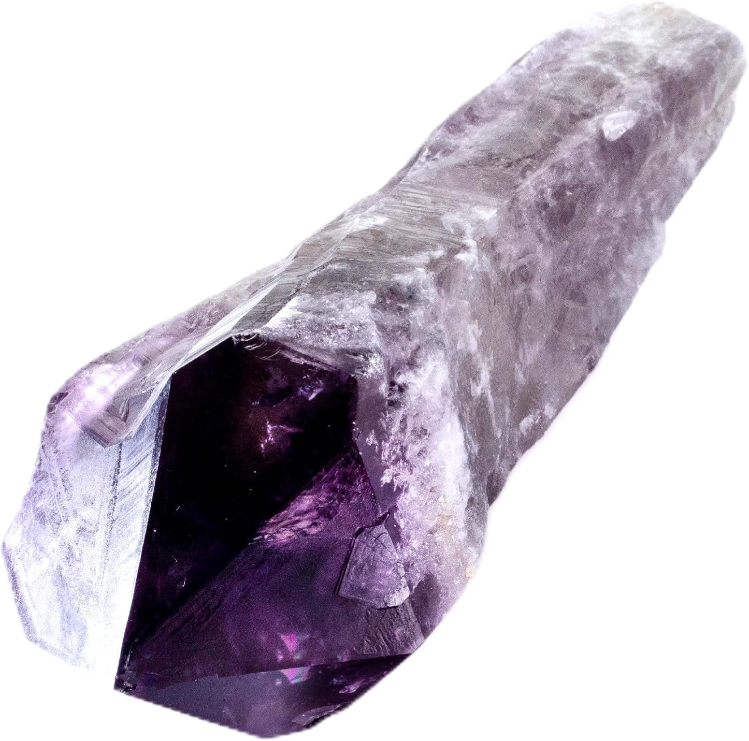 KALIFANO Large Amethyst Point with Healing & Calming Effects - High Energy Reiki Wand Brazilian Amatista Piedras Elestial Used for Stability and Peace