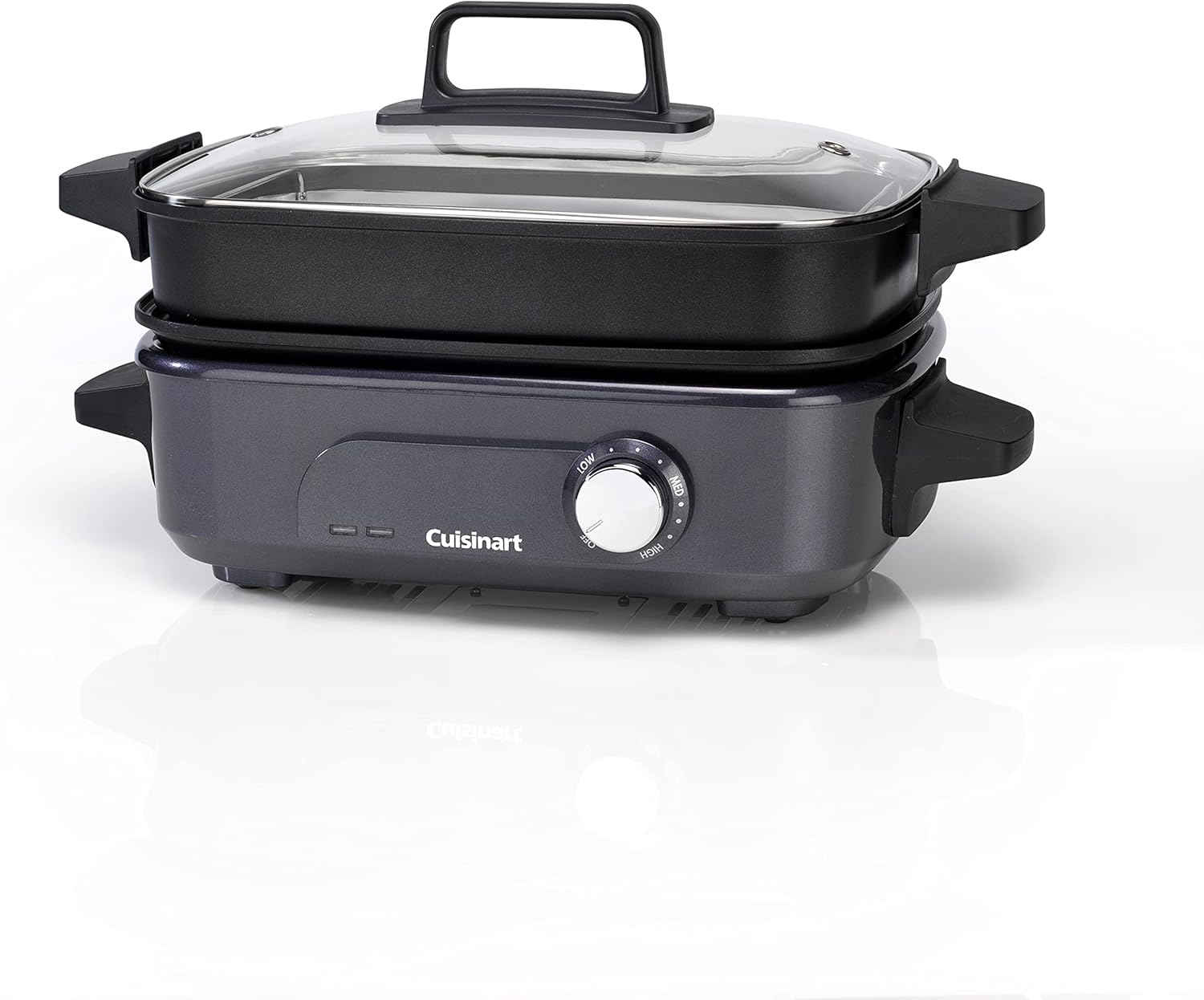 Cuisinart Cook In 5 in 1 Multi Cooker, Grill, Sear, Steam, Simmer and Slow Cooker, Non-Stick, Interchangeable plates and pans, Stackable, easy storing, Energy efficient, Midnight Grey