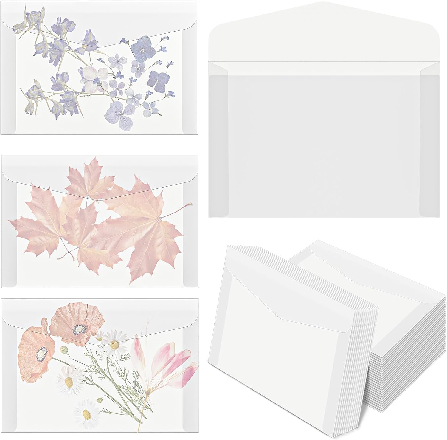 150 Pcs 4.5 x 6.6 Inch Glassine Envelopes A6 Vellum Envelopes for Wedding Invitation Frosted Clear Sulfuric Acid Paper Bag for 4 x 6 Cards Lotto Ticket Gift Letter Photo Coins Seeds Stamp