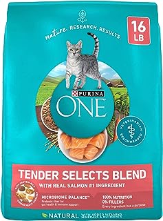 Purina ONE Natural Dry Cat Food, Tender Selects Blend With Real Salmon - 16 lb. Bag