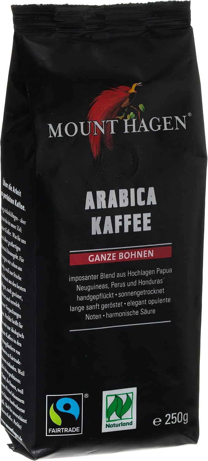 Arabica Coffee Beans Roasted FAIR Trade BIO 250 g - MOUNT HAGEN