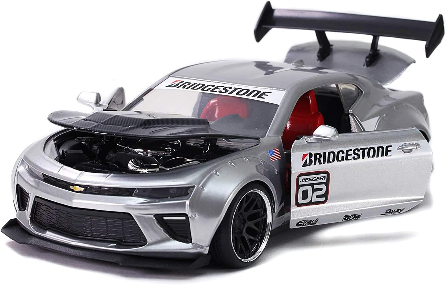 Jada Toys Bigtime Muscle 1:24 2016 Chevy Camaro SS Widebody Die-cast Car Silver, Toys for Kids and Adults