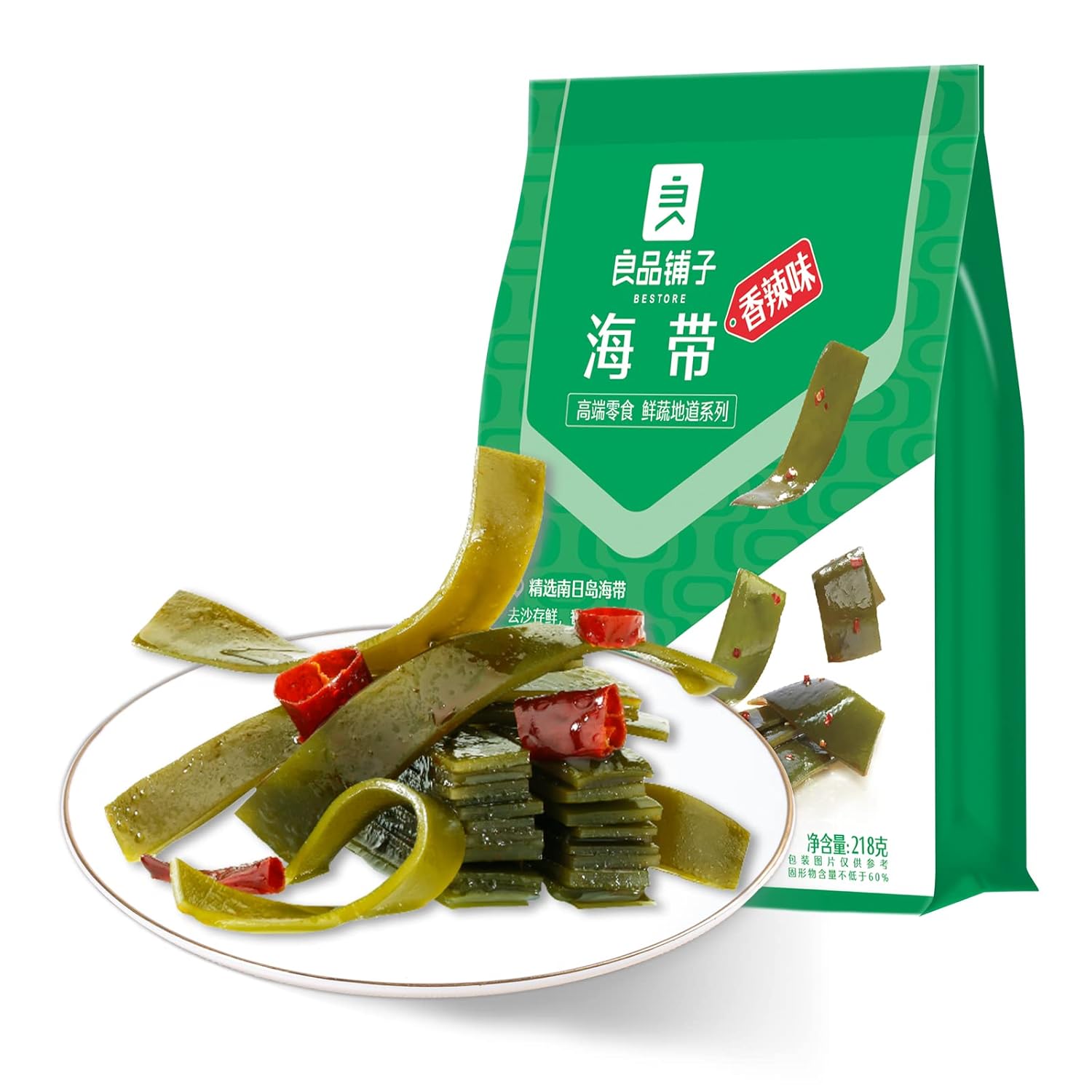 BESTORE Spicy Kelp Seaweed Seafood Snacks Chinese Snacks Algae Individually Packed Ready to eat 7.68 Oz