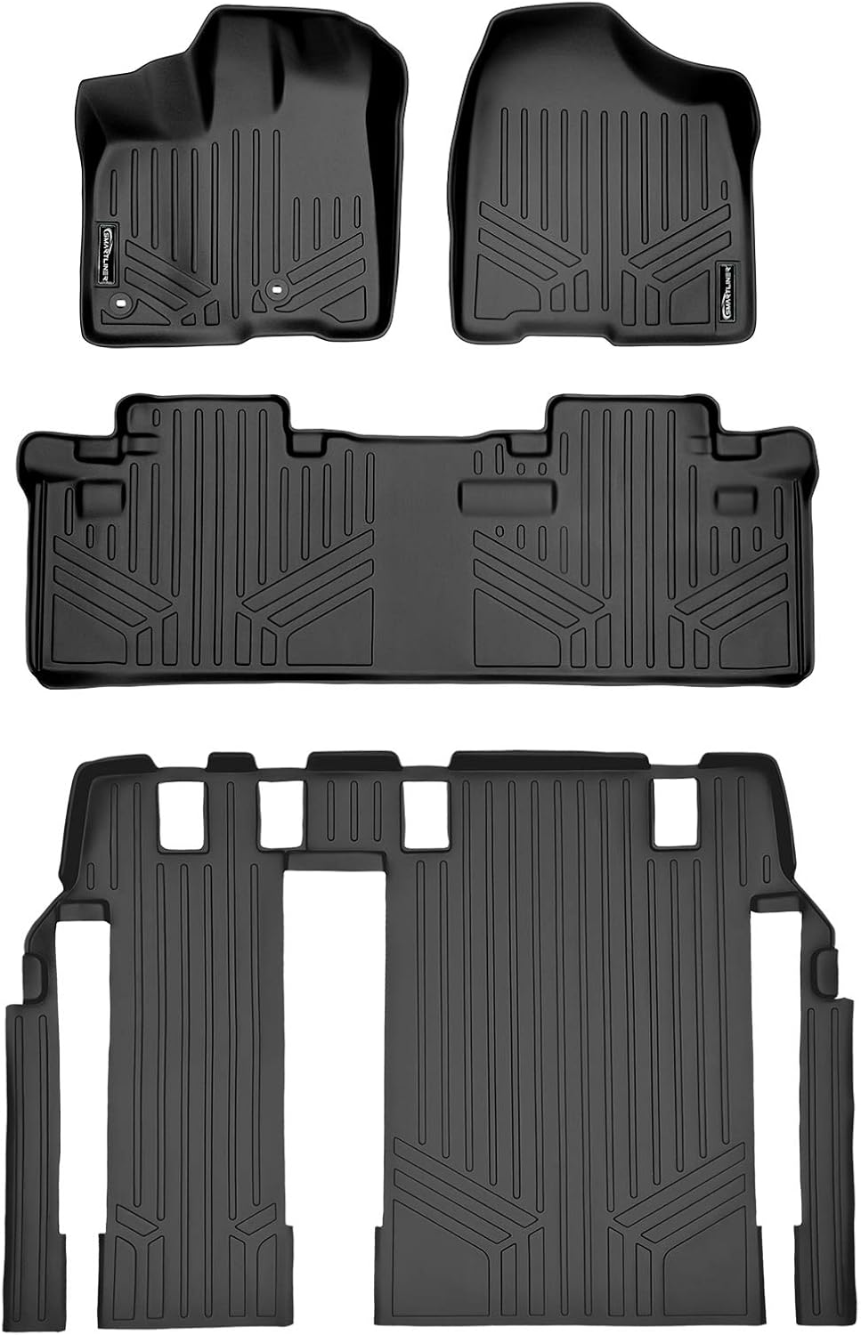 SMARTLINER Custom Fit Floor Mats 3 Row Liner Set Compatible with 2013-2020 Toyota Sienna