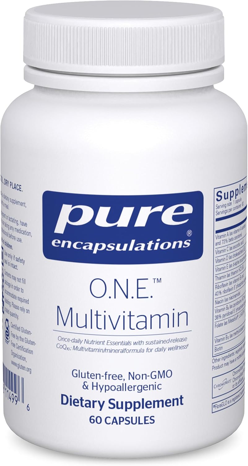 Pure Encapsulations O.N.E. Multivitamin, 60 Capsules | Once Daily Multivitamin with Antioxidant Complex Metafolin, CoQ10, and Lutein to Support Vision, Cognitive Function*