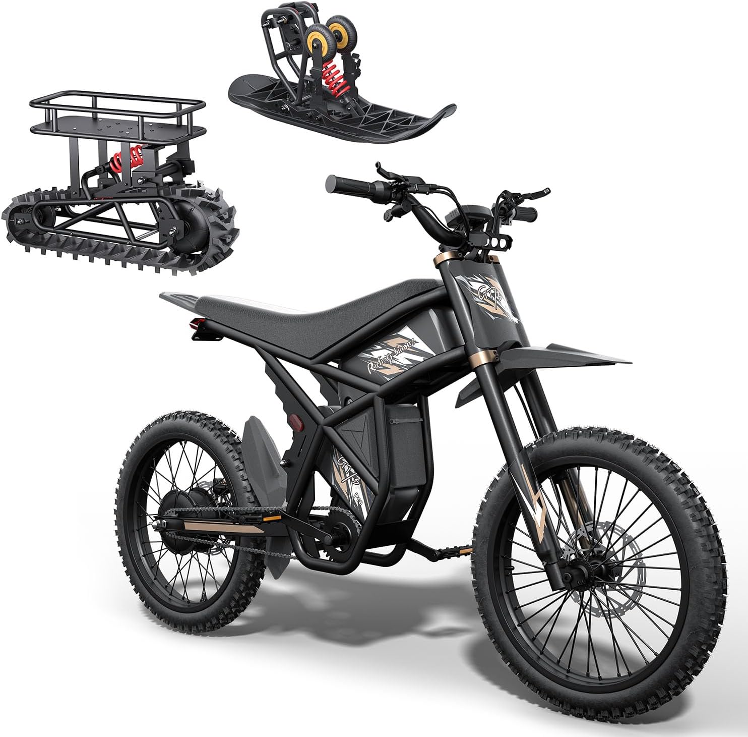 Winter Electric Dirt Bike for Adults, Upgraded 3000W 60V 50MPH //2400W 48V 37MPH Dirtbike, 36.4AH Dual Battery Ebike Up to 85 Miles, 25" Motorcycle Tire, UL2849 All Terrain for Mountains, Snow, Sand