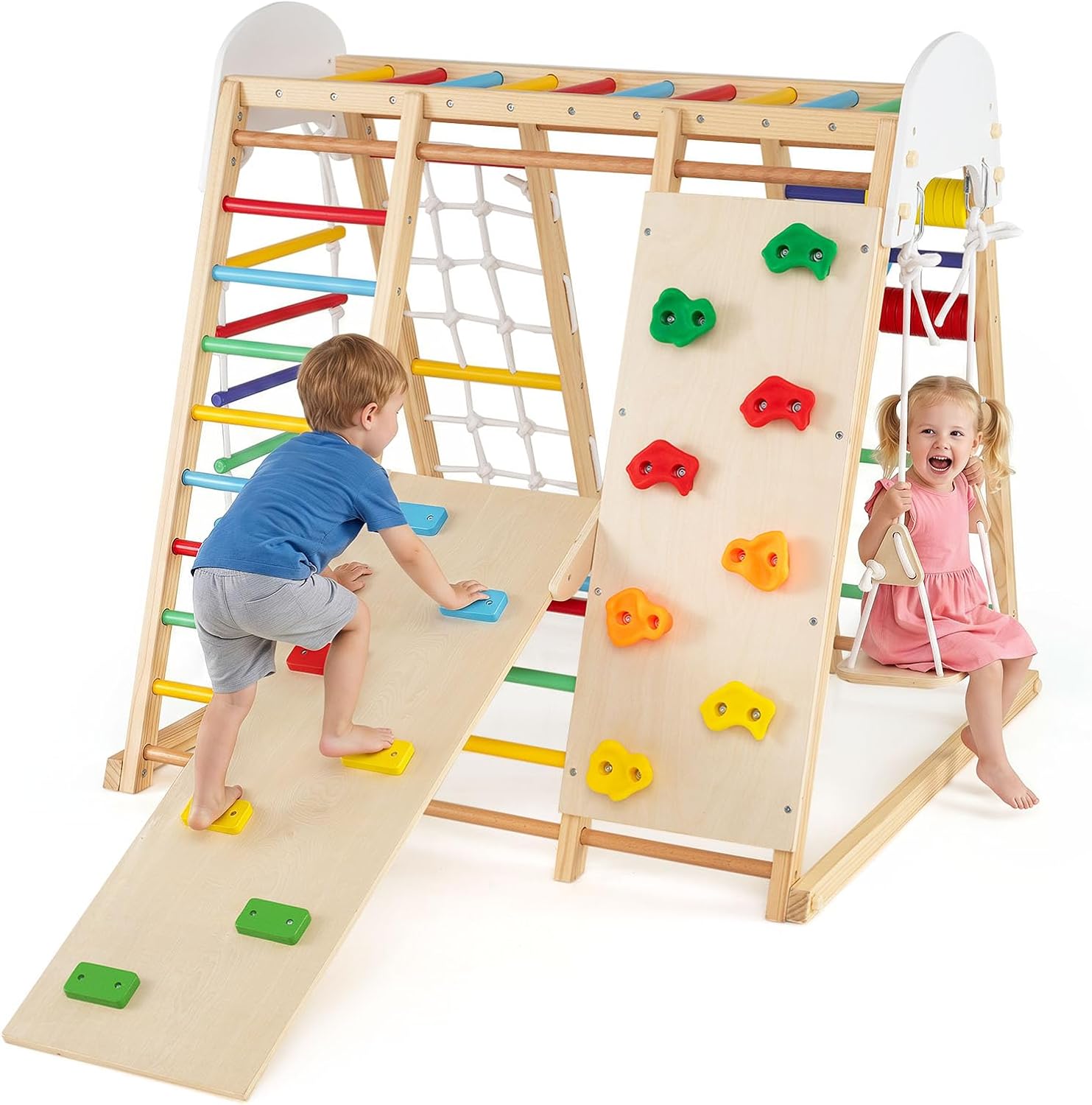 Costzon Indoor Playground, 8-in-1 Foldable Indoor Jungle Gym for Kids