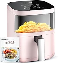 Air Fryer, Beelicious 8-In-One Smart Compact 4QT Air Fryers, with Viewing Window,Shake Reminder,450°F Digital Airfryer with Flavor-Lock Tech,Dishwasher-Safe & Nonstick,Fit for 1-3 People,Pink