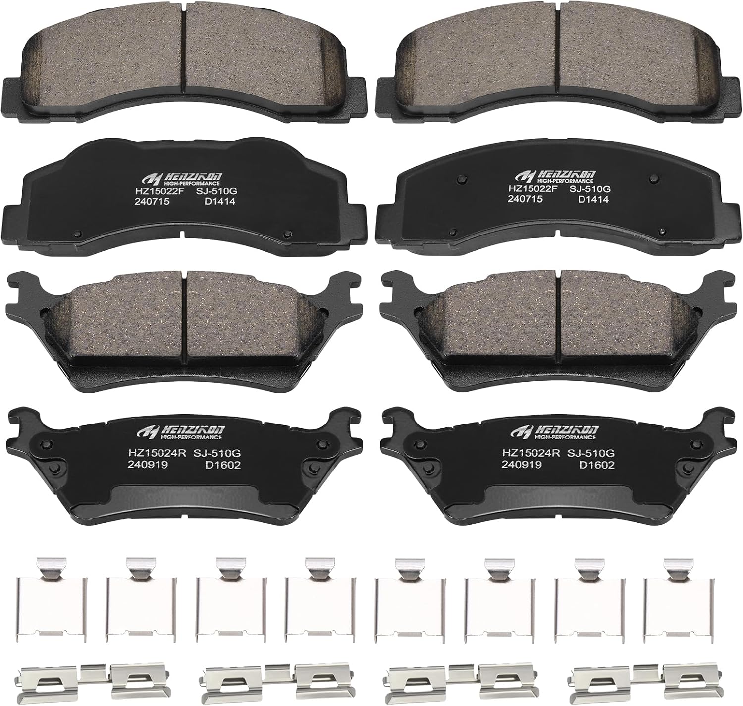 Ceramic Front and Rear Brake Pads Compatible with 2012-2014 Ford F-150 (with 6 Lugs or 7 Lugs Rotors),Compatible with 2015-2020 Ford F-150 (Models with Manual Parking Brake), D1414+D1602