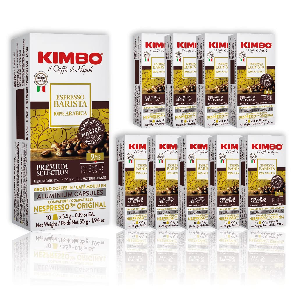 Kimbo – Compatible with Original Machines – Espresso Capsules – 100% Arabica – Aluminium – Medium Dark Roast – 100 Count