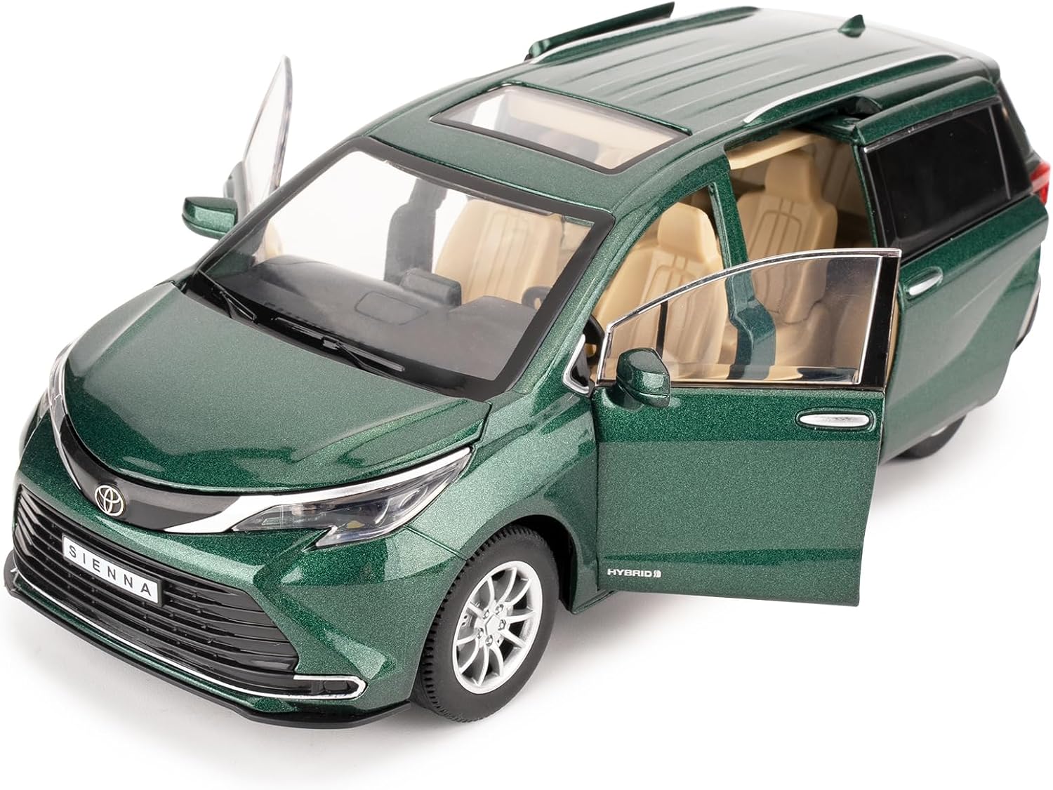 BDTCTK 1:24 Compatible for Sienna Car Model, Pull Back Diecast Toy Car with Sounds＆Lights for Kids Boys Girls and Adults, Gift Green.