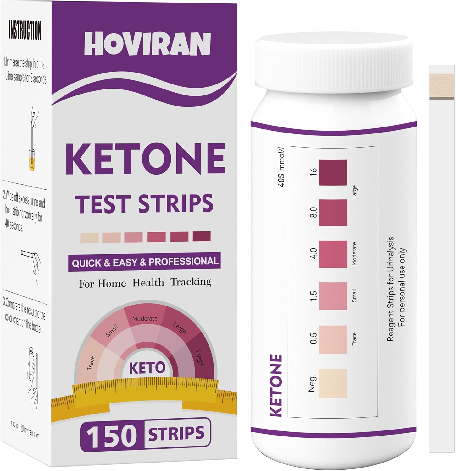 150-Count Ketone Test Strips for Urine Testing – Monitor Ketosis for Ketogenic & Low-Carb Diets