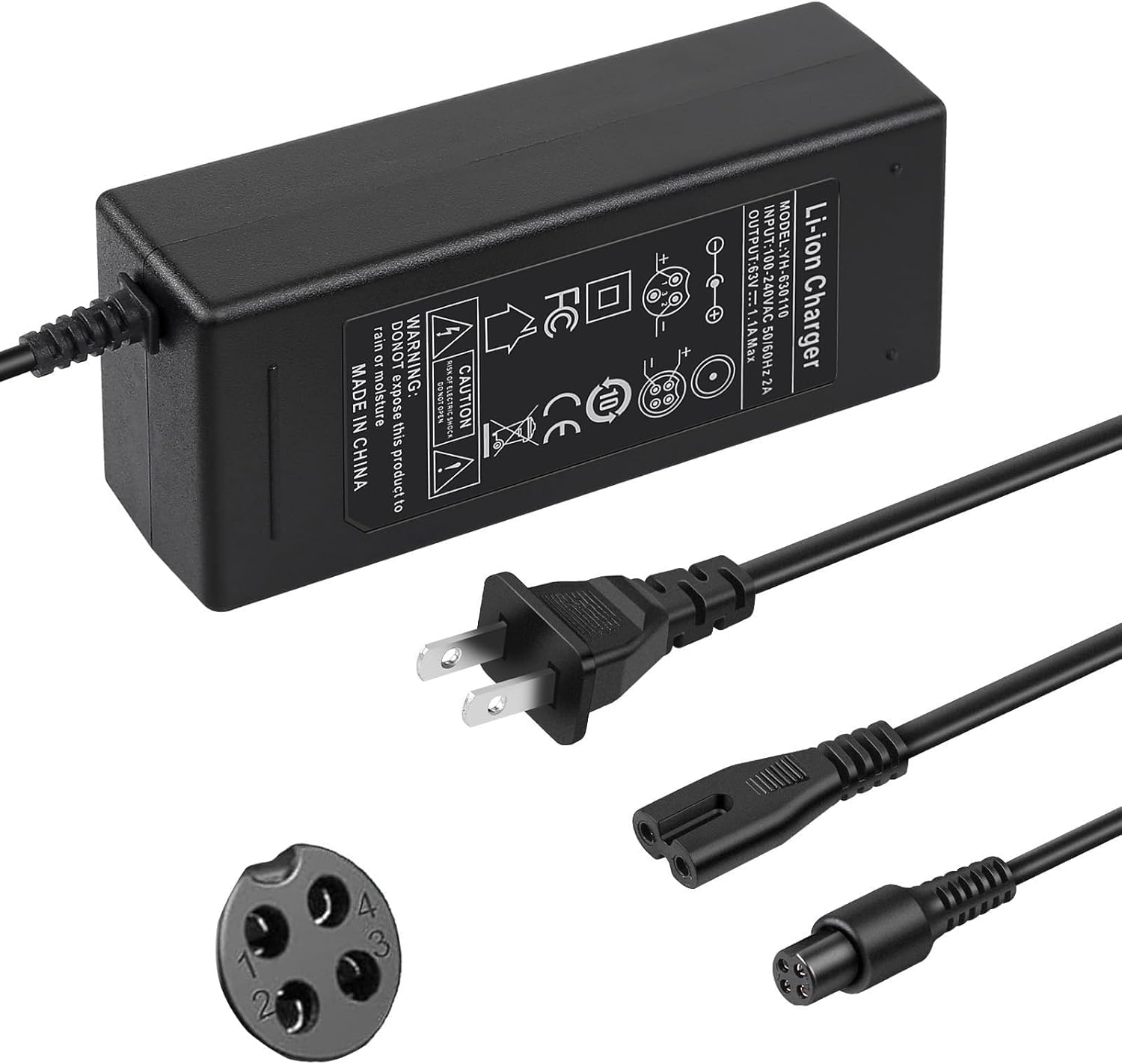 70W 63V 4-Pin Charger Replacement for Segway Ninebot S/Mini PRO/Mini lite / L8 / One A1/ One S2/ S-MAX, N3M240, N3MM240,Go Kart Kit, Gokart PRO4 with 4 Prong