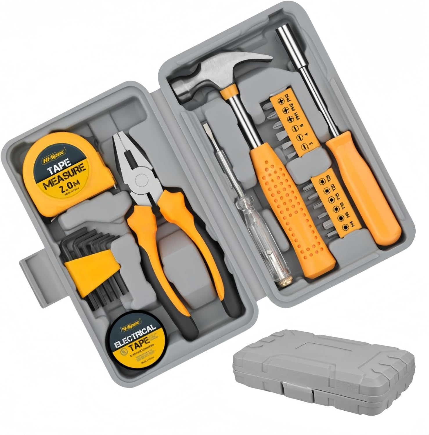 Home Tool Kit 24PCs - Yellow Home DIY Repair Tool Kit Set, with Storage Toolbox, Small Kits, with Starter Basic Hand Tools for & Office, Repair tool box (Yellow)