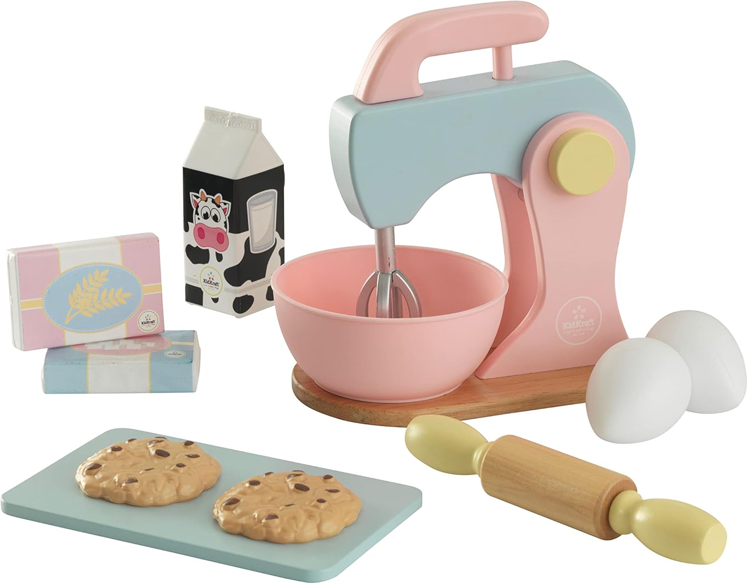 KidKraft Wooden Pastel Baking Set - Play Kitchen accessory Age 3+