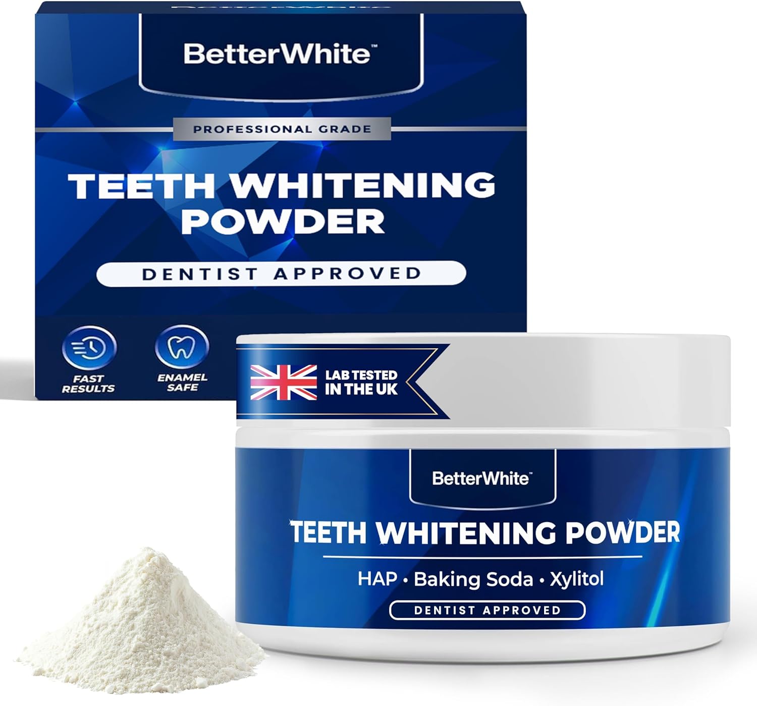 BetterWhite Teeth Whitening Powder - Dentist-Approved & Enamel-Safe | 6 Month Supply | Tea, Coffee, Wine & Smoking Stain Remover | Non-Sensitive Formula | Peroxide-Free | HAP, Baking Soda & Xylitol