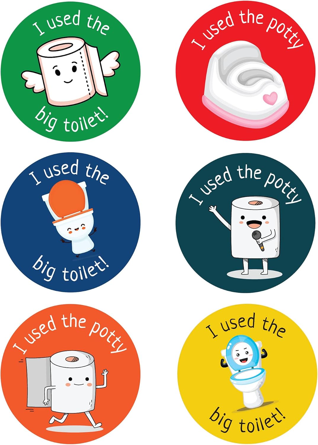 Pack of 120 Potty Training Stickers for Boys, Girls Toddlers - 30 mm Round Waterproof Toilet Training Reward Stickers Packwith®
