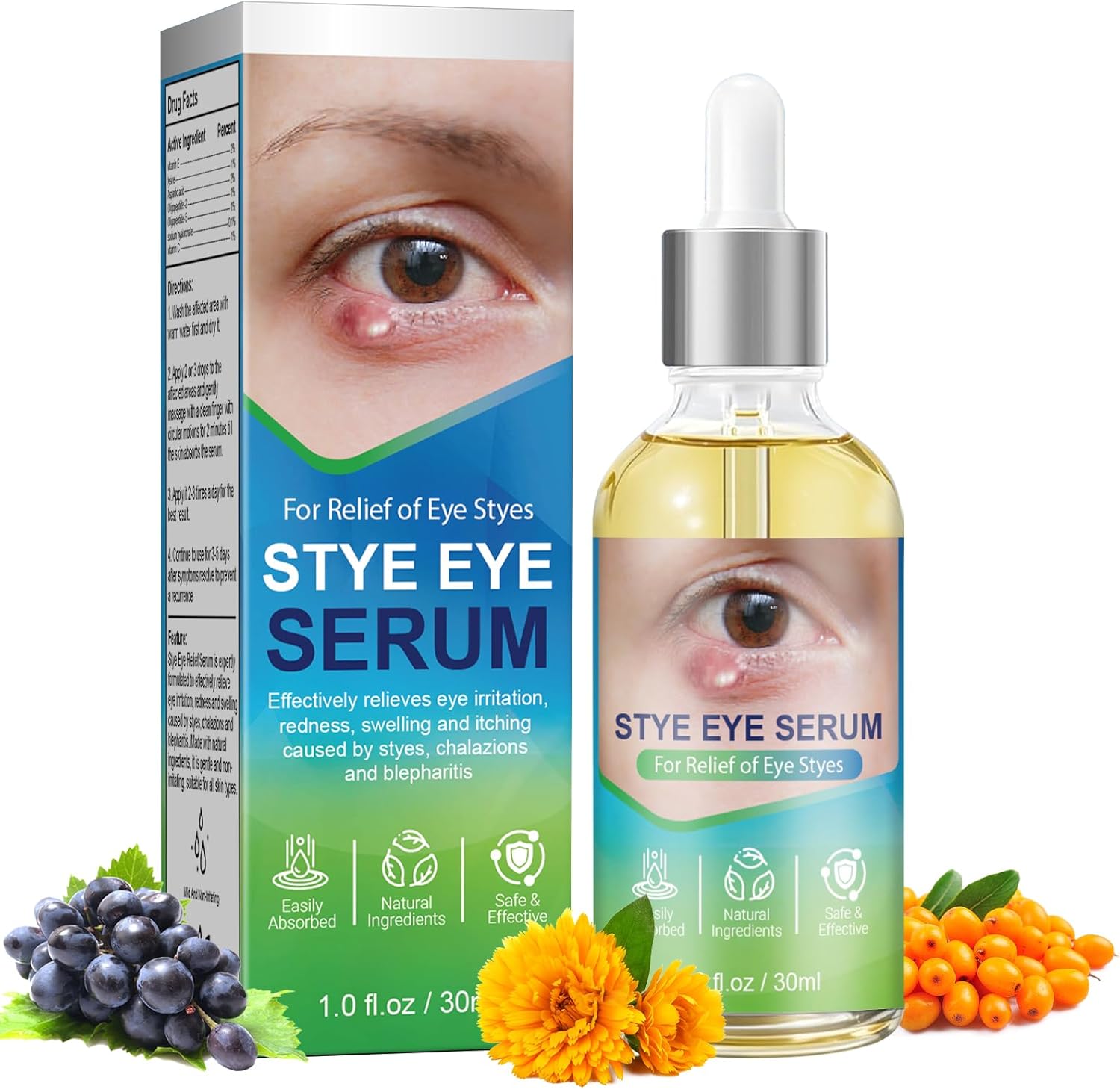 Stye Relief Serum & Eyelid Drops for Blepharitis, Chalazion Styes | Under Eye Serum Natural, Stye Drops for Infected Eyes Fast-Acting Cleanser for Lashes & Eye Skin | Gentle Care 30ml