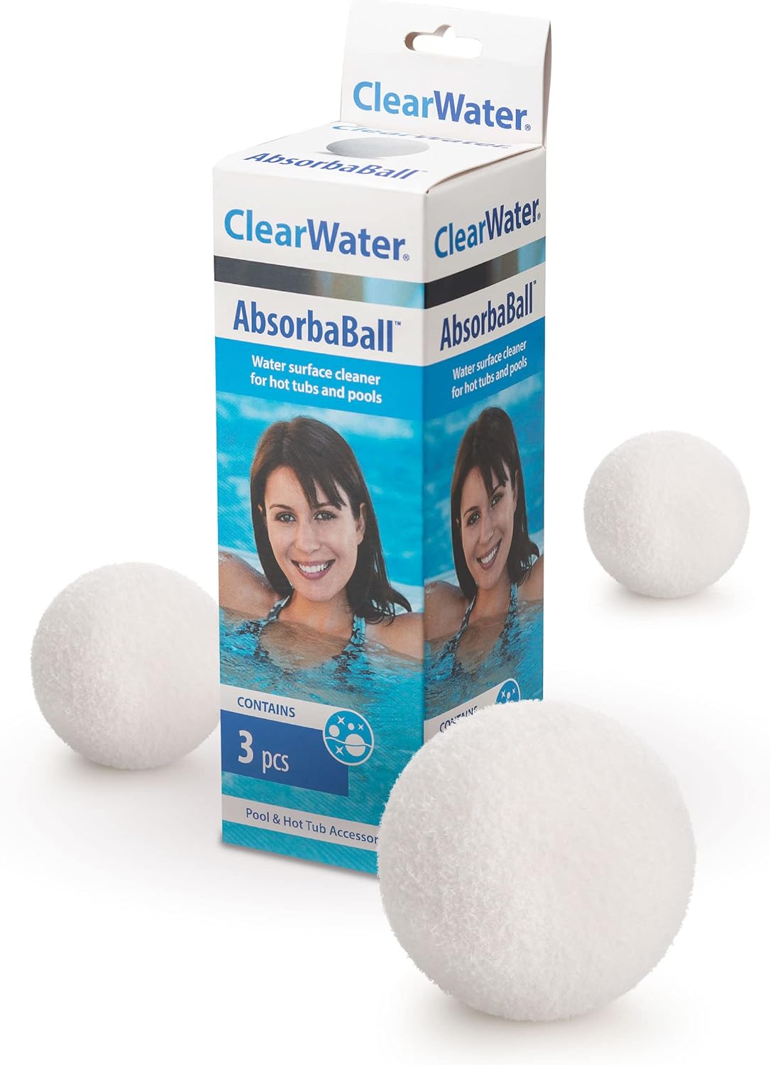 Clearwater Absorbaball, Absorbant Pool and Hot Tub Scum Balls, 3 Pack Floating Sponge Balls, Oil and Dirt Control