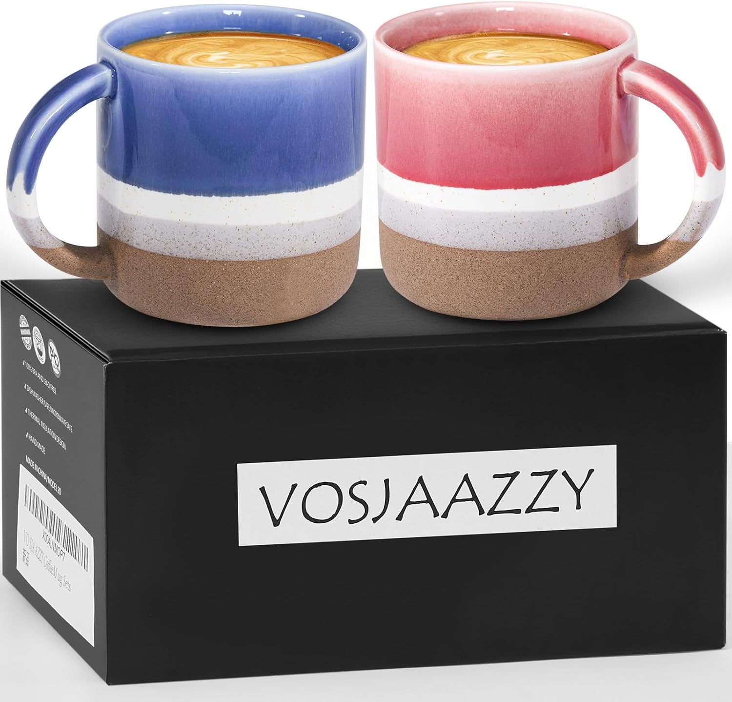 Ceramic Coffee Mugs Set Of 2,13.5 oz Insulated Coffee Cups With Handle, Coffee Mugs With Gift Box Packaging, Perfect For Cappuccino, Latte, Americano, Tea Bag, Beverage