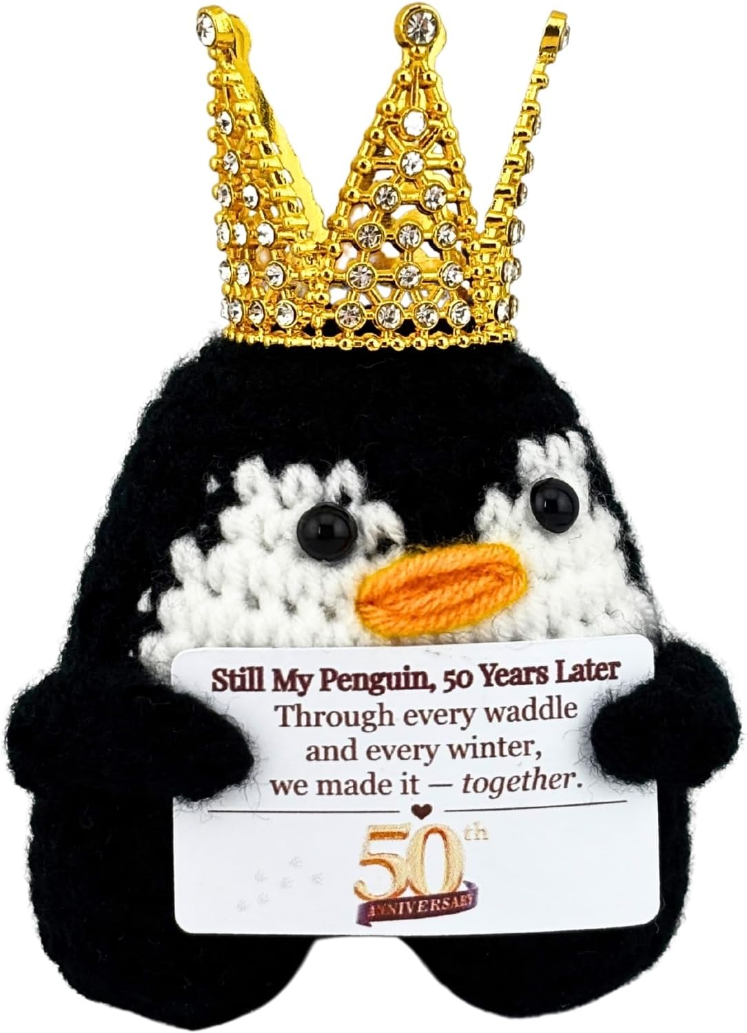 50th Wedding Gifts for Couple/Parents,Funny Penguin Figurine with Card for Husband/Wife/Friends,Gag Golden 50 Year Gift Idea Souvenir Keepsake,Party Favor Decoration Supplies