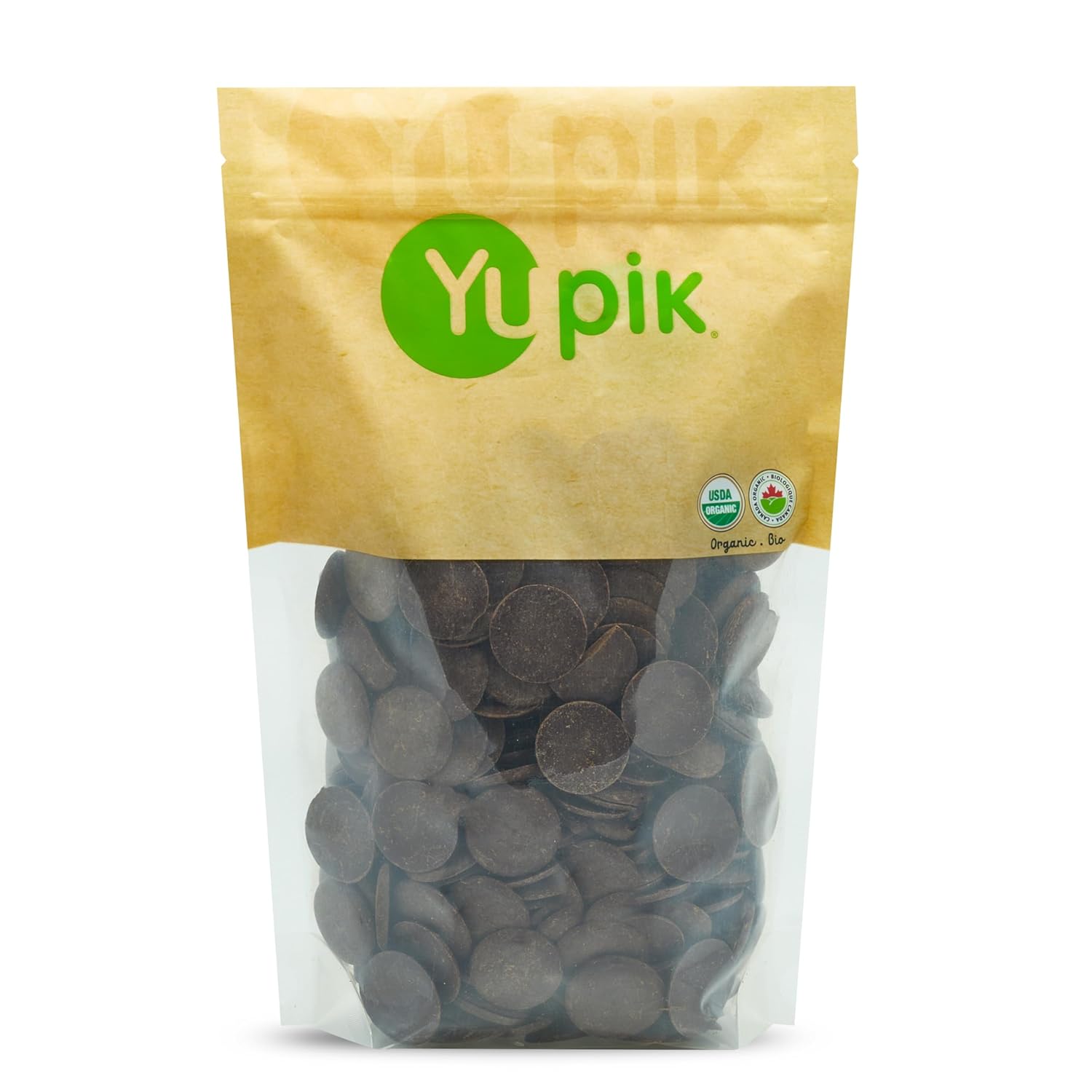 Yupik Organic Cocoa Liquor Wafers, 100% Cocoa, 2.2 lb (35.2 oz), Gluten-Free, GMO-Free, Kosher, Vegan, Dairy-Free, No Sugar Added, Made with Pure Cacao, Melts Smoothly, For Baking, Molding & Coating