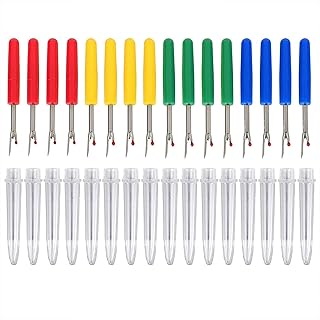 Blulu Seam Ripper Stitch Thread Unpicker with Plastic Handle and Cover for Sewing and Crafting, Assorted Colors (16 Pieces)
