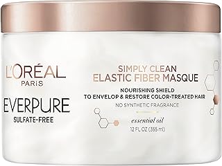 L'Oreal Paris EverPure Sulfate Free Simply Clean Elastic Fiber Masque, Hydrating 5 Minute Deep Conditioning Hair Mask for Dry Damaged Hair, 12 Fl Oz
