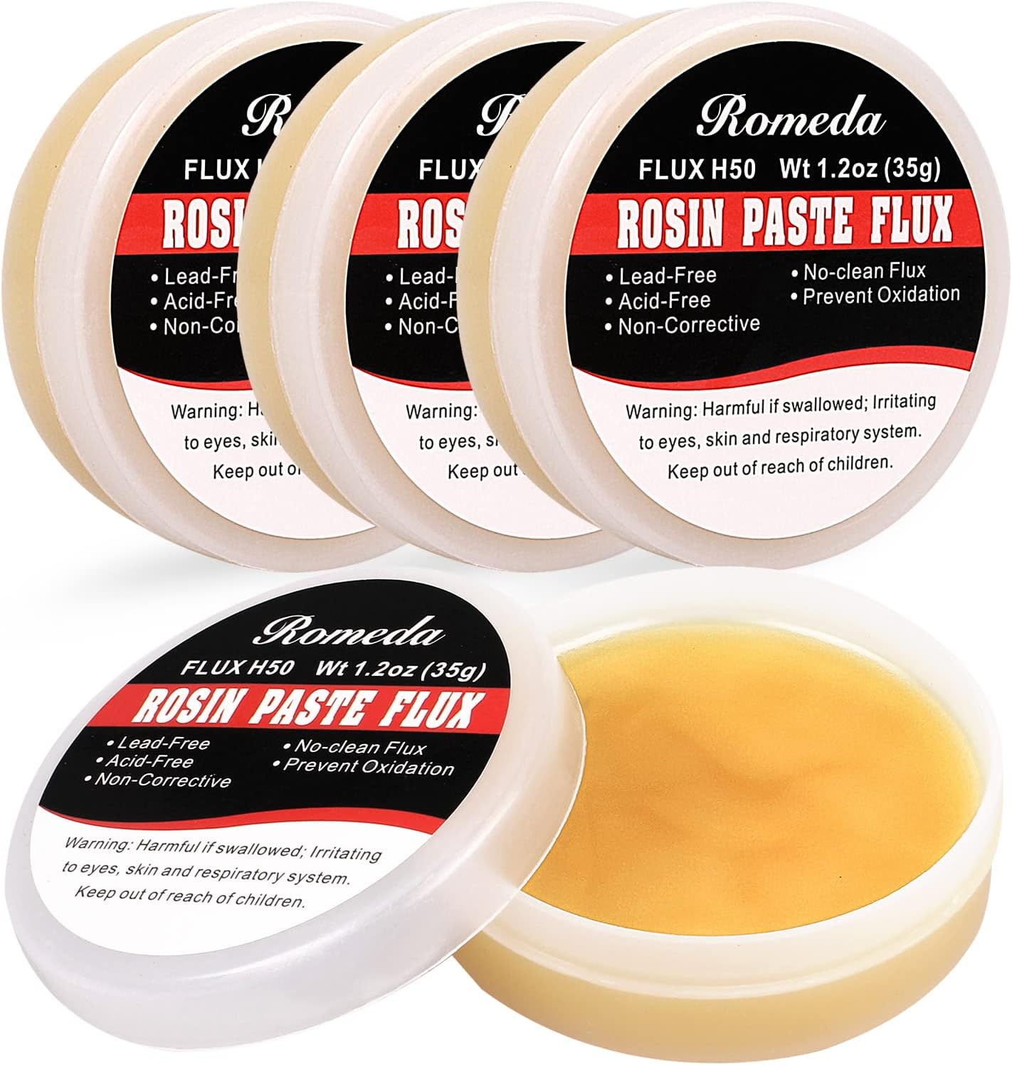 4 Jar Solder Flux, Flux for Soldering, Rosin Soldering Flux Paste for Lead-Free Electronics Soldering and Soldering DIY (1.2oz/35g in a Jar)