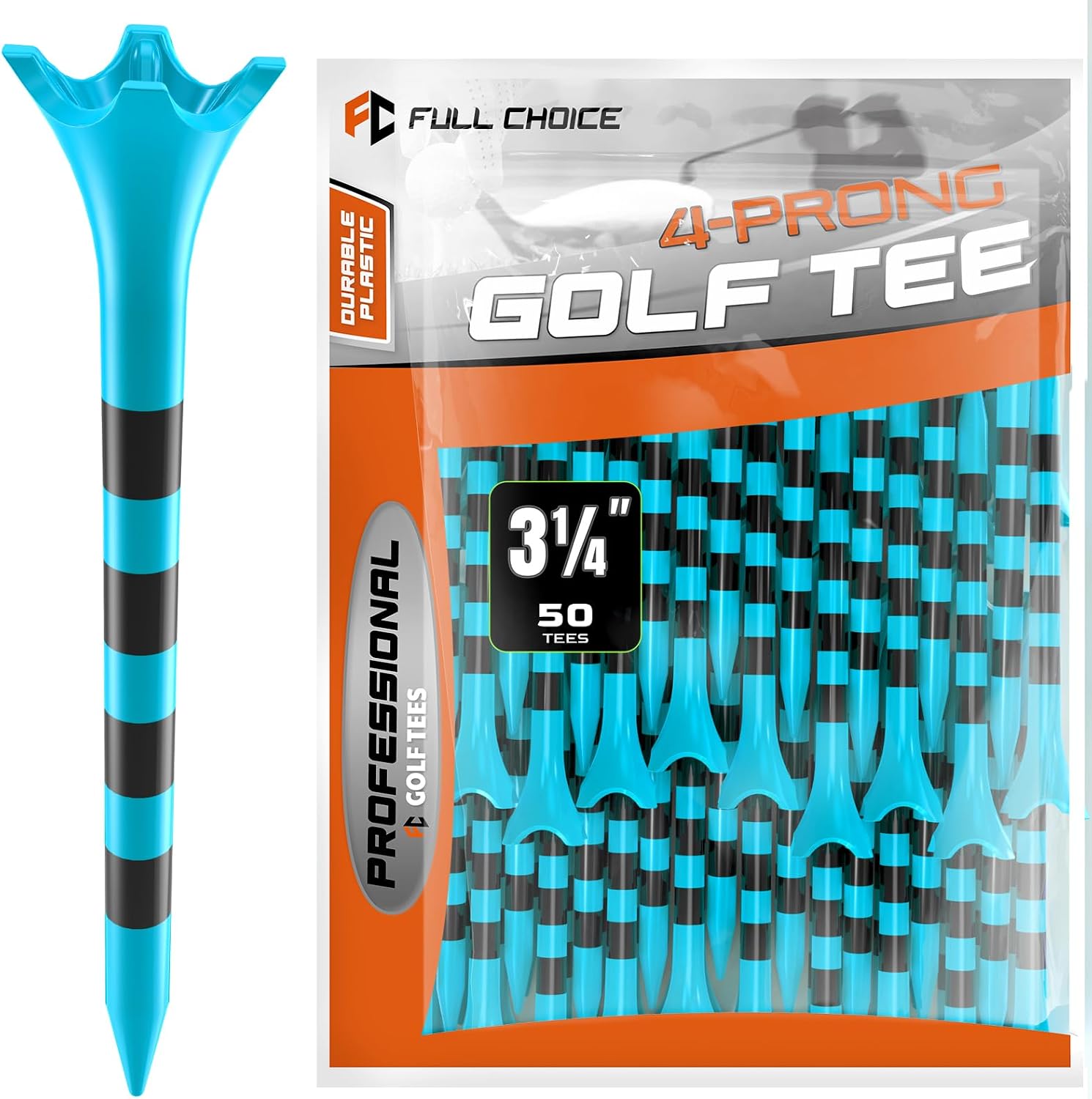 Plastic Golf Tees,100/50 Pack (3-1/4") Durable Golf Tees Designed to Reduce Friction and Side Spin