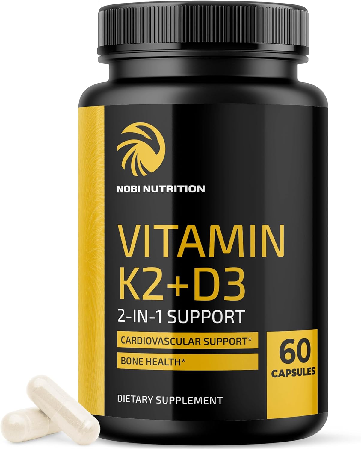 Vitamin D3 K2 5000 IU for Immune System, Strong Bones & Teeth Support | Vitamin D3 125mcg, Vitamin K2 MK7 100mcg, Calcium 210mg & Bioperine | K2 D3 Vitamin Supplement | 3rd-Party Tested, 60 Capsules
