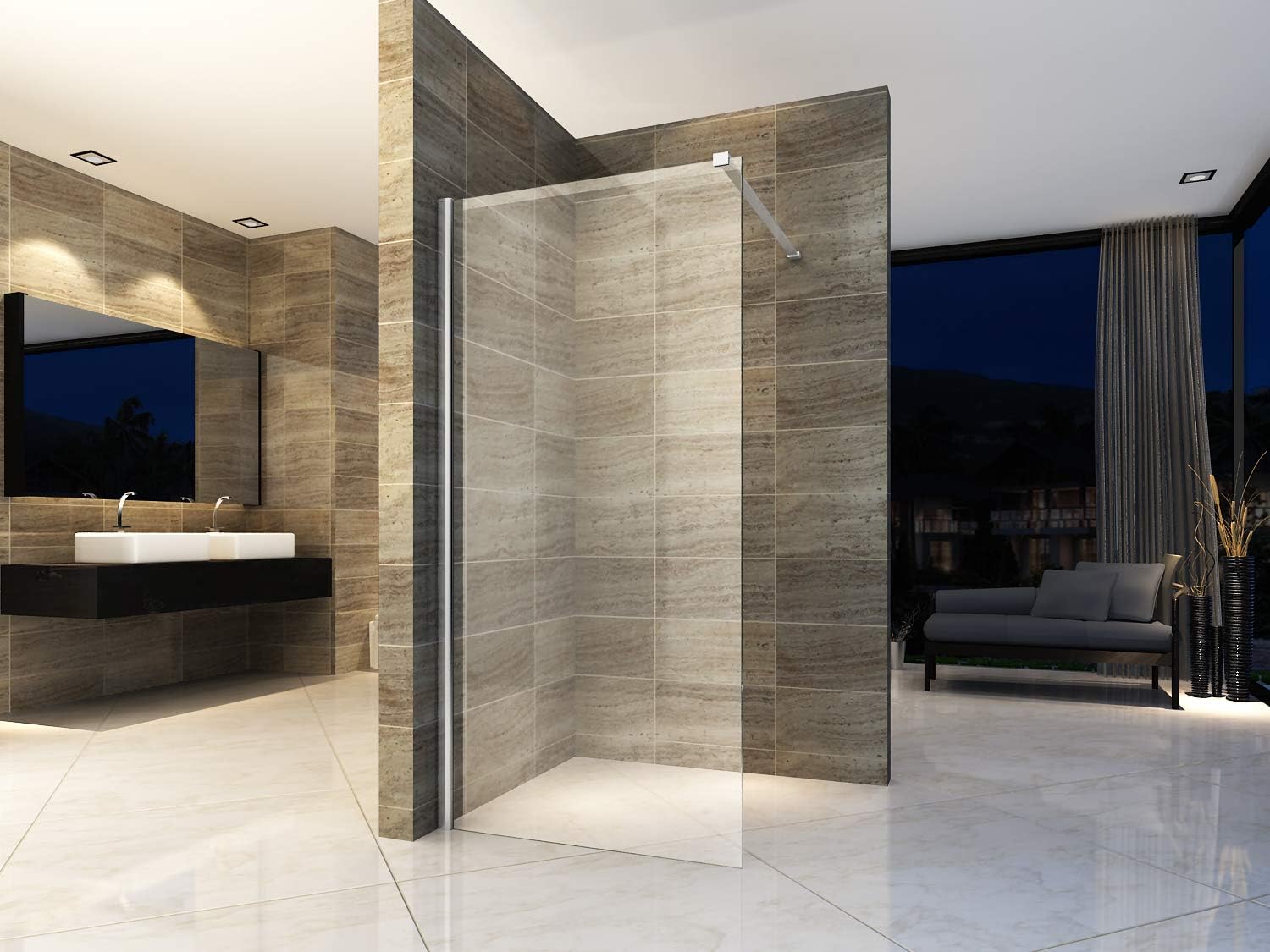 120 x 200 cm Walk In Shower Walk In Shower Screen Glass Partition with Nano Coating