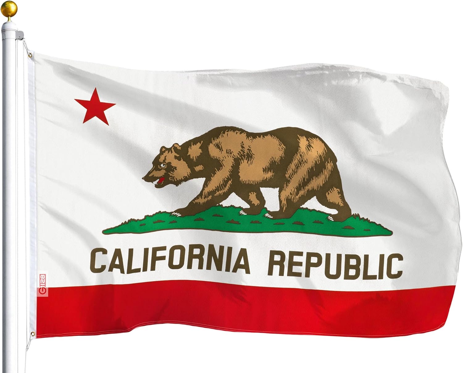 G128 California CA State Flag | 3x5 Ft | LiteWeave Series Printed 100D Polyester | Vibrant Colors, Brass Grommets