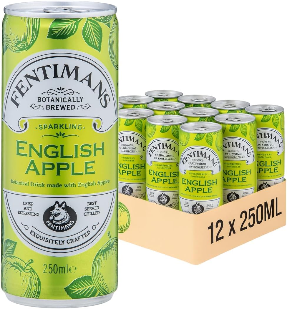 Fentimans English Apple - Botanically Brewed Soft Drink - Exquisitely Crafted & Refreshing Soft Drinks - Gluten-Free and Vegan Friendly Soft Drinks - 12 x 250ml Cans