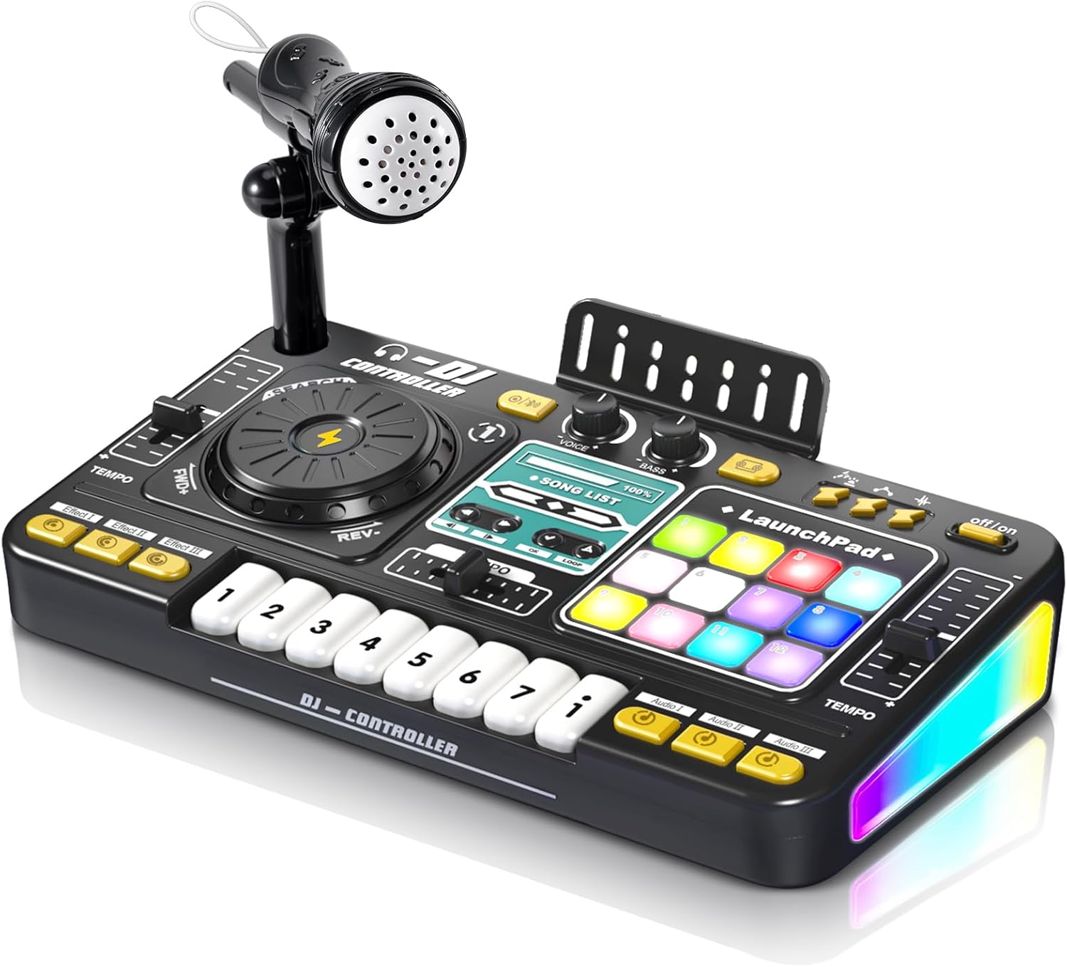 DJ Mixer Toys for Kids - Musical Instruments Toy with Lights Songs Sound Effects Microphone Wireless - Music Educational DJ Toys Gifts for Boys Girls Toddlers Birthday Age 3 4 5 6 7 8 9 10 Years Old