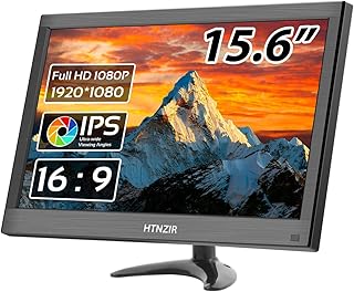 15.6 inch PC Monitor FHD IPS Display 1920 x 1080P LED Portable Monitor Desktop Monitor with HDMI/VGA/BNC/AV/USB/AV Port,Built-in Speakers,CCTV Monitor, VESA